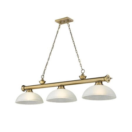 Z-Lite Cordon 3 Light Billiard, Rubbed Brass & White Linen 2306-3RB-DWL14